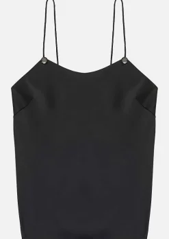 TARA JARMON Tess Black Fluid Satin Tank Top Shop