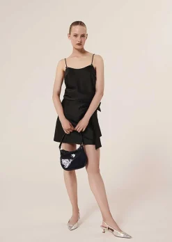 TARA JARMON Tess Black Fluid Satin Tank Top Shop