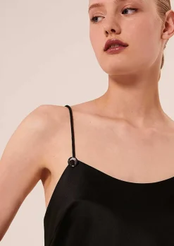 TARA JARMON Tess Black Fluid Satin Tank Top Shop