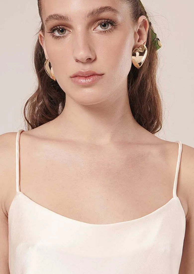 TARA JARMON Tess Ecru Fluid Satin Tank Top Sale