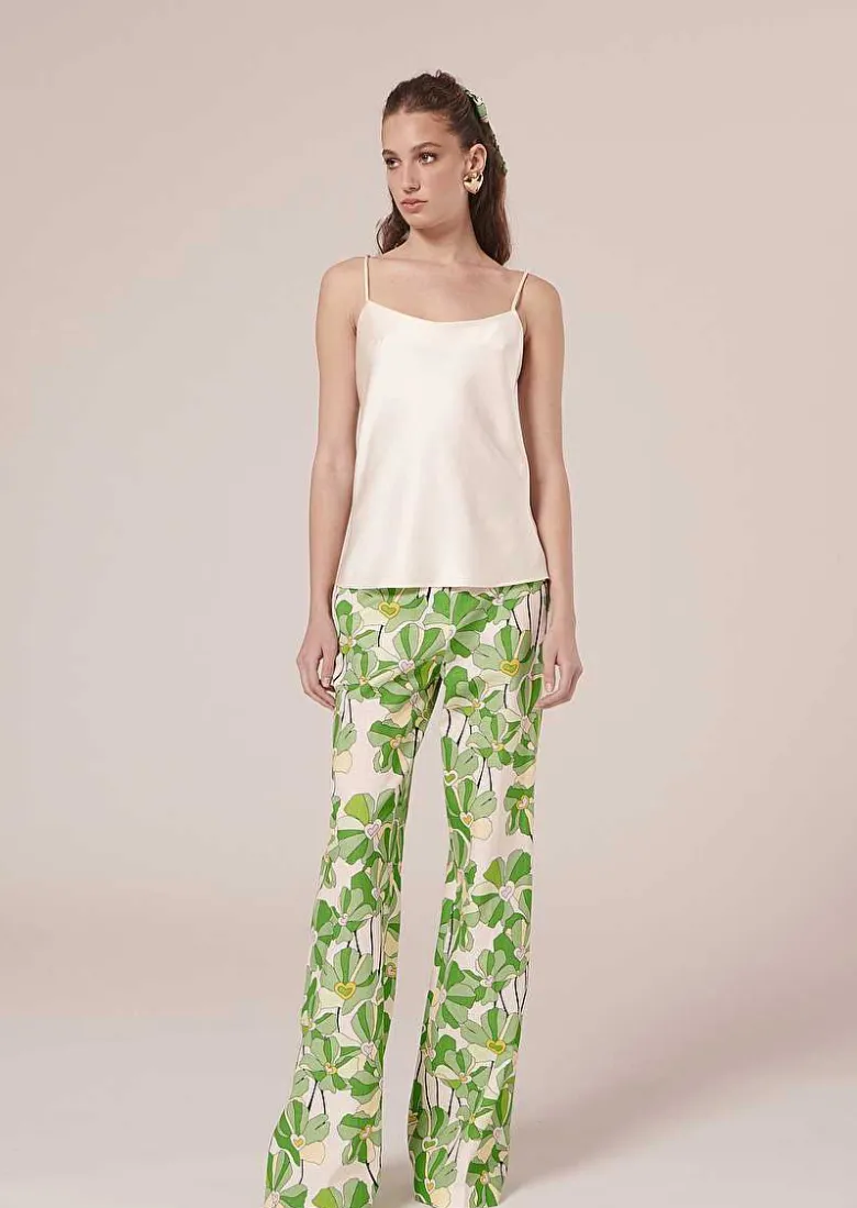 TARA JARMON Tess Ecru Fluid Satin Tank Top Sale