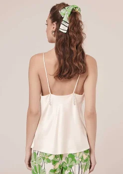 TARA JARMON Tess Ecru Fluid Satin Tank Top Sale