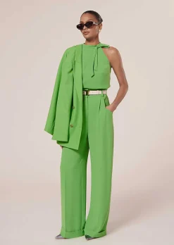 TARA JARMON Tierri Green Crepe Top Discount
