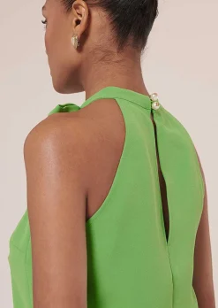 TARA JARMON Tierri Green Crepe Top Discount
