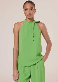 TARA JARMON Tierri Green Crepe Top Discount