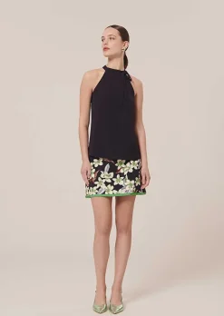 TARA JARMON Tierri Midnight Blue Crepe Top Fashion