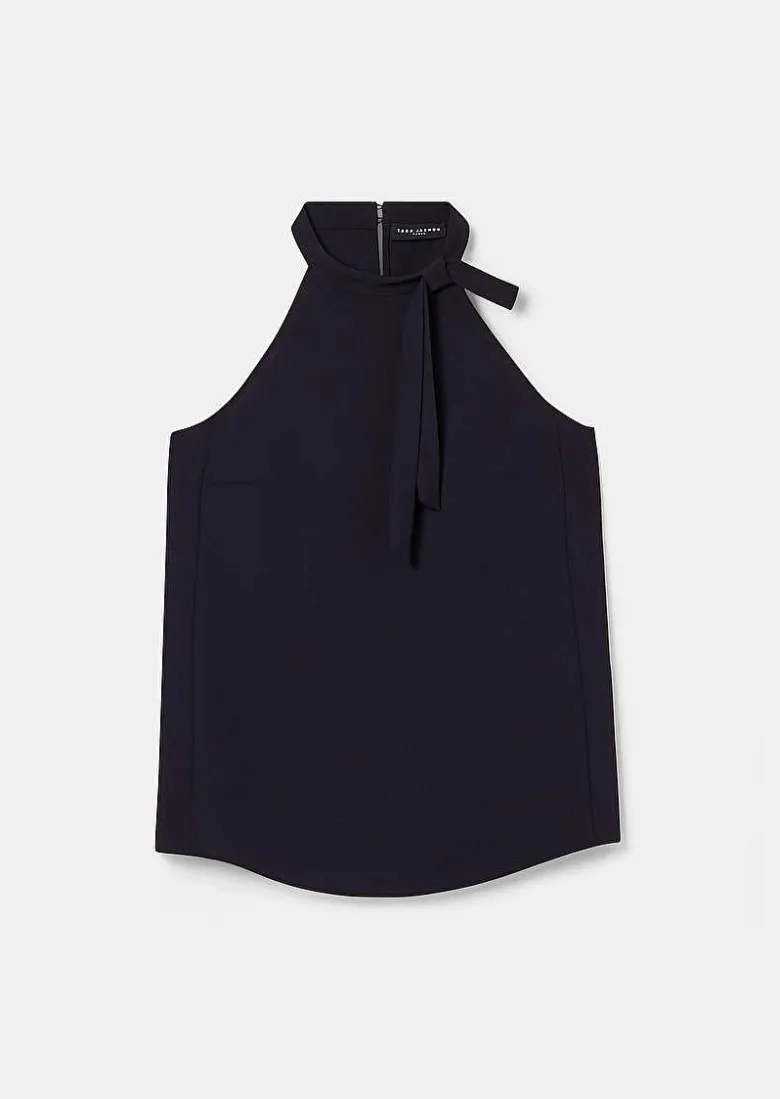 TARA JARMON Tierri Midnight Blue Crepe Top Fashion