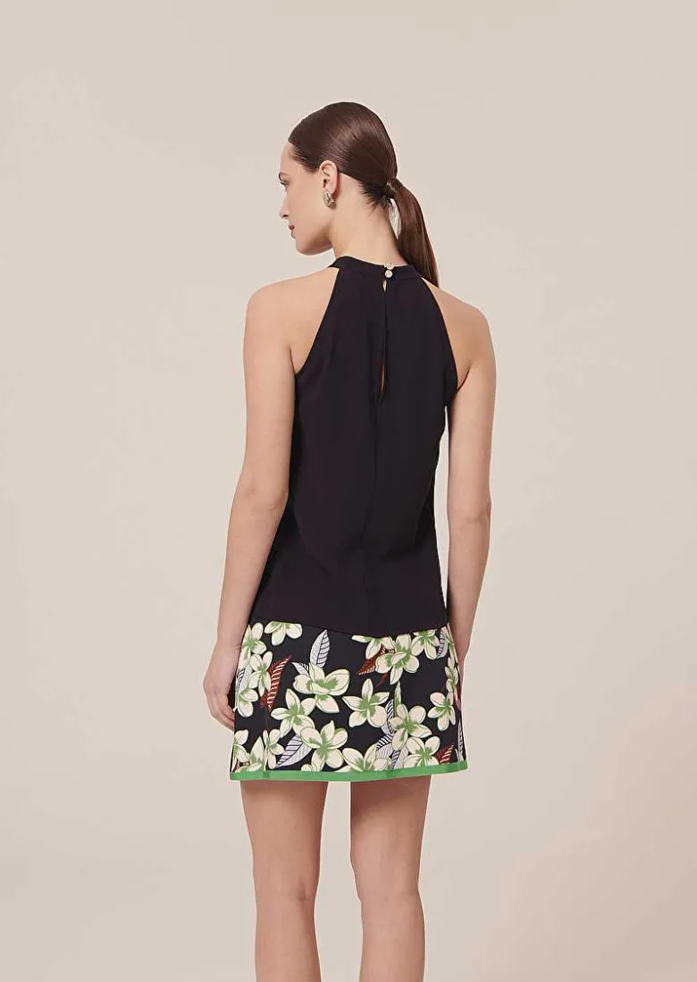 TARA JARMON Tierri Midnight Blue Crepe Top Fashion
