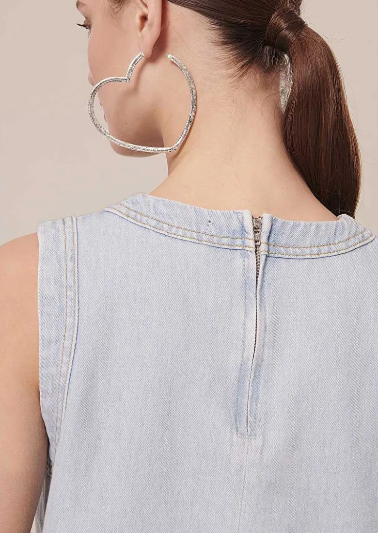 TARA JARMON Tokono Light Blue Denim Top Fashion