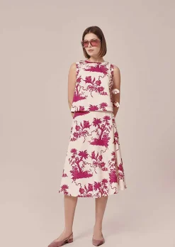 TARA JARMON Tonka Ecru Floral Printed Top Sale