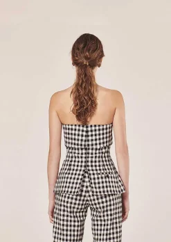 TARA JARMON Tonnie Black Vichy Top Best Sale