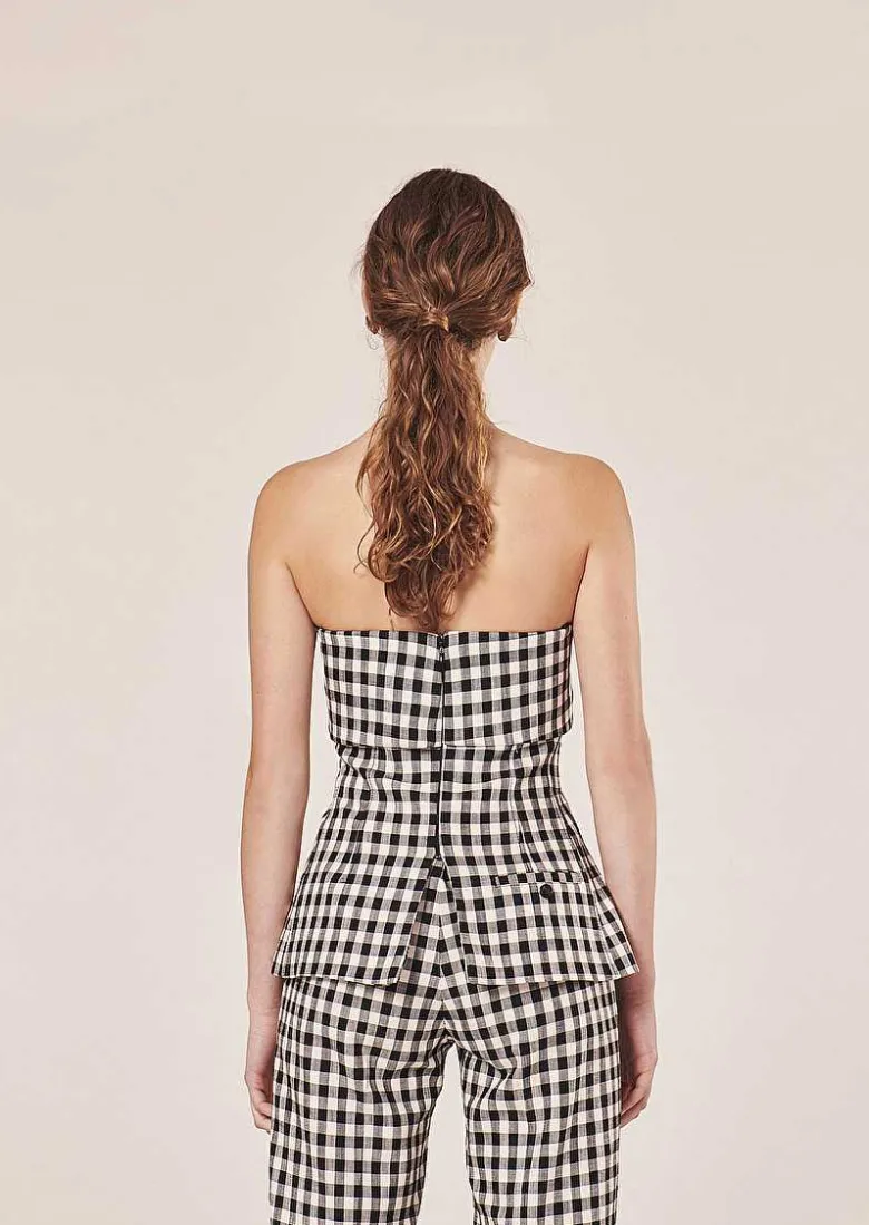 TARA JARMON Tonnie Black Vichy Top Best Sale