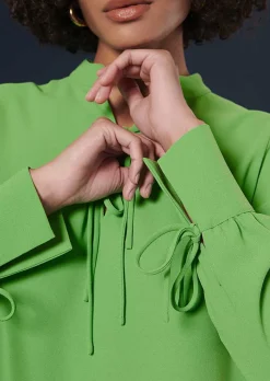TARA JARMON Toulouse Green Crepe Top Cheap