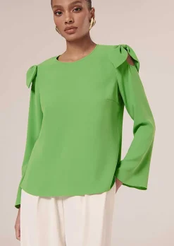 TARA JARMON Tournesol Green Crepe Top Clearance