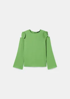 TARA JARMON Tournesol Green Crepe Top Clearance