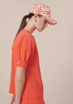 TARA JARMON Tourterelle Coral Crepe Blouse Hot