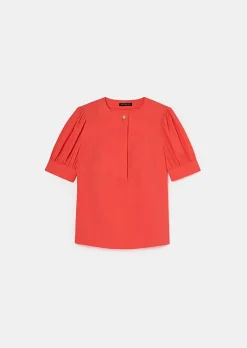 TARA JARMON Tourterelle Coral Crepe Blouse Hot