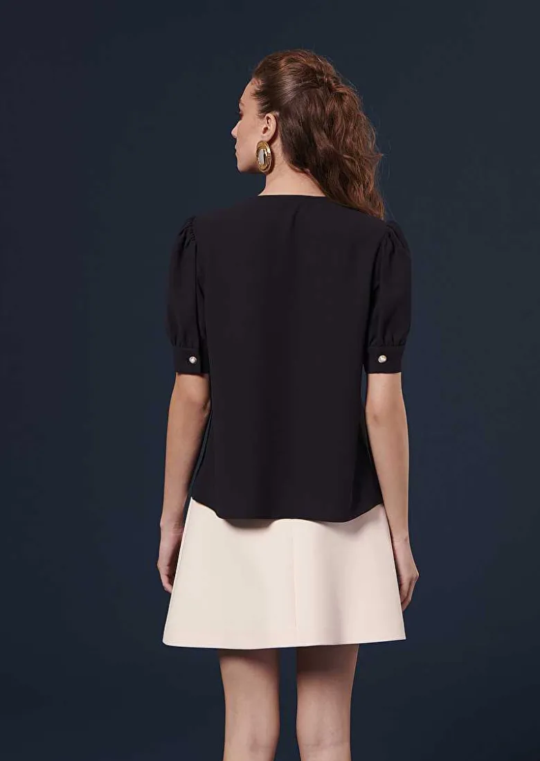 TARA JARMON Tourterelle Midnight Blue Crepe Blouse Sale