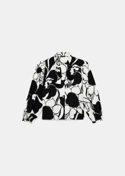 TARA JARMON Toxane Ecru With Black Flowers Top Cheap