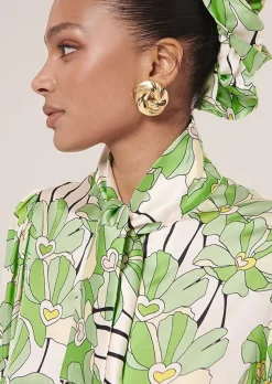 TARA JARMON Toxane Green Floral Printed Top Store