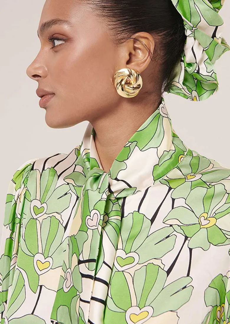 TARA JARMON Toxane Green Floral Printed Top Store