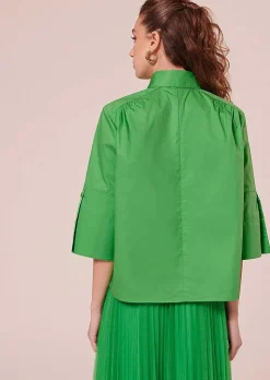 TARA JARMON Trinity Green Poplin Top Outlet