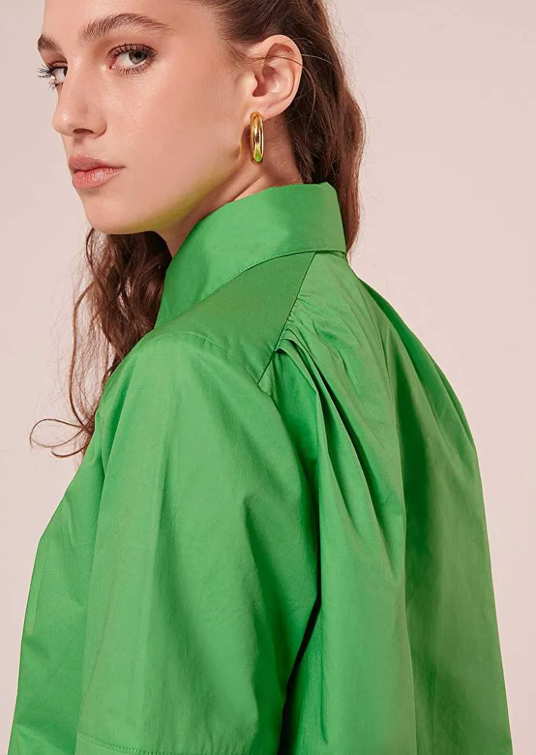 TARA JARMON Trinity Green Poplin Top Outlet