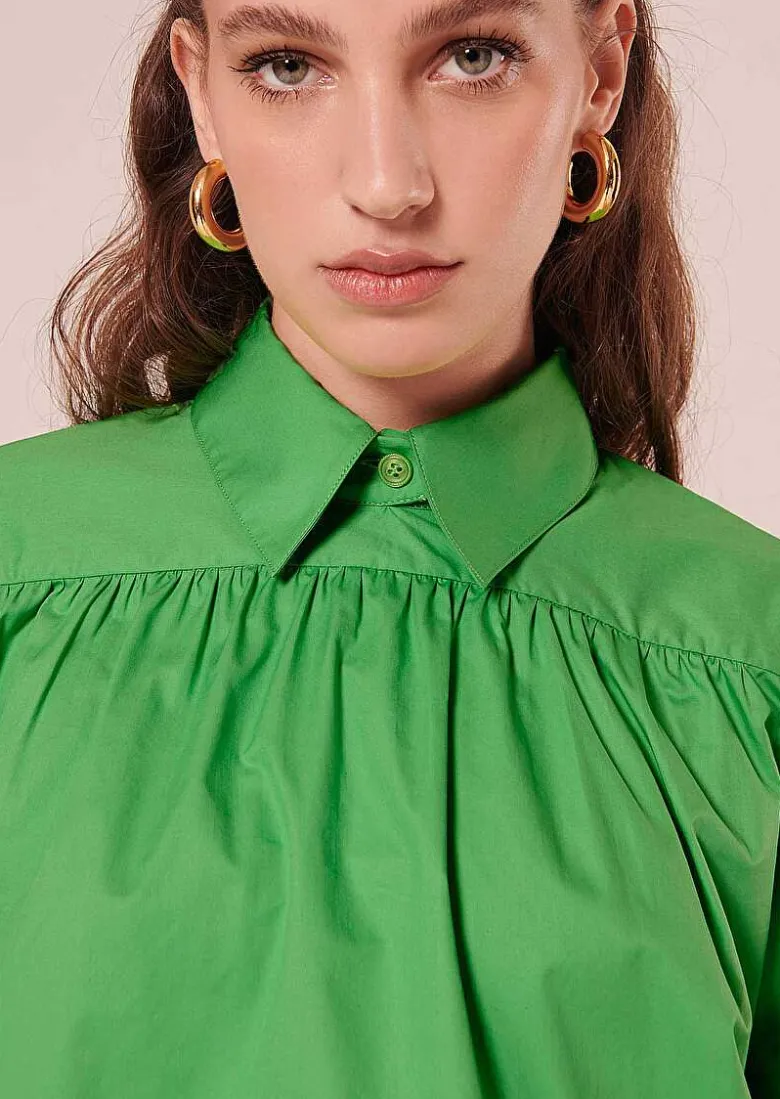 TARA JARMON Trinity Green Poplin Top Outlet