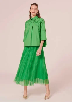 TARA JARMON Trinity Green Poplin Top Outlet
