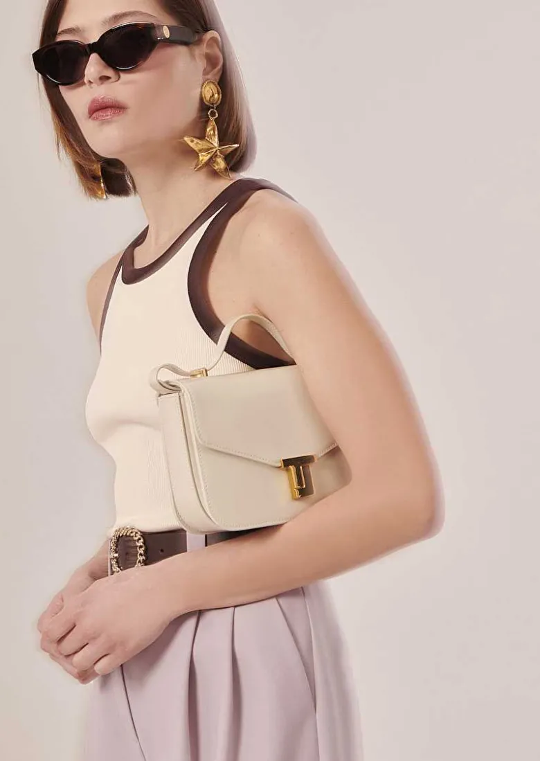 TARA JARMON Trish Ecru And Brown Ribbed Jersey T-Shirt Online