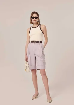 TARA JARMON Trish Ecru And Brown Ribbed Jersey T-Shirt Online