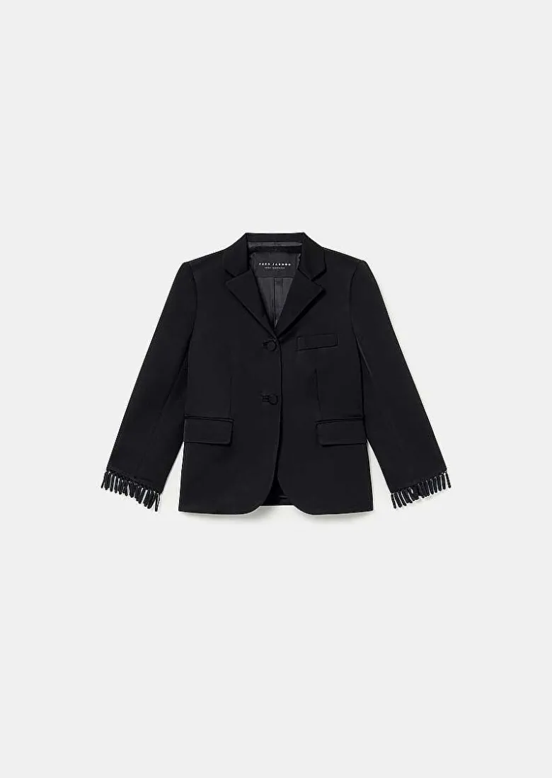 TARA JARMON Valensole Black Satin Jacket Cheap