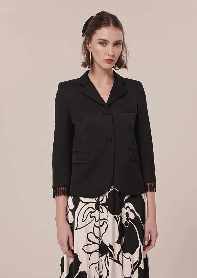 TARA JARMON Valensole Black Satin Jacket Cheap