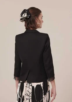 TARA JARMON Valensole Black Satin Jacket Cheap