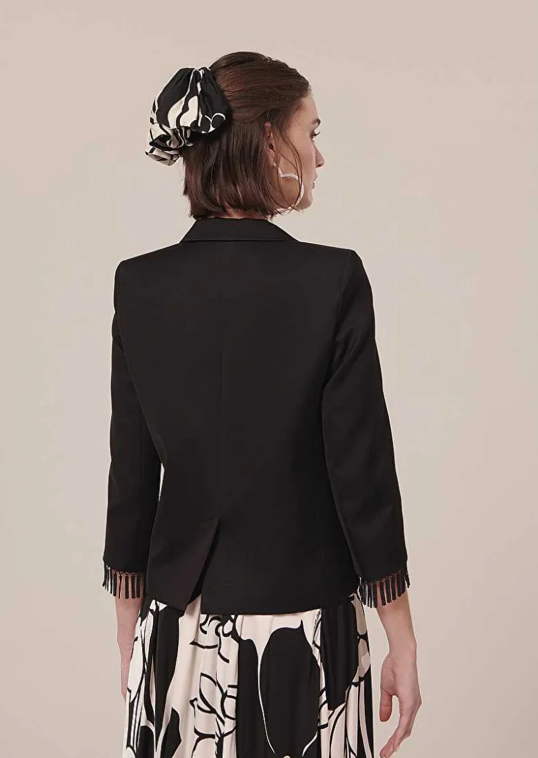 TARA JARMON Valensole Black Satin Jacket Cheap