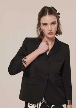 TARA JARMON Valensole Black Satin Jacket Cheap