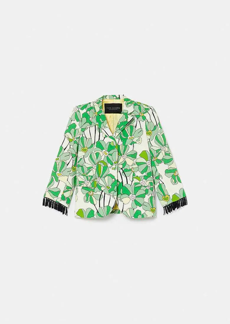 TARA JARMON Valensole Green Floral Printed Jackect Fashion