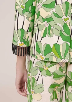TARA JARMON Valensole Green Floral Printed Jackect Fashion