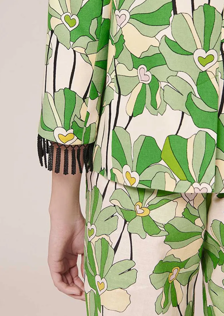 TARA JARMON Valensole Green Floral Printed Jackect Fashion