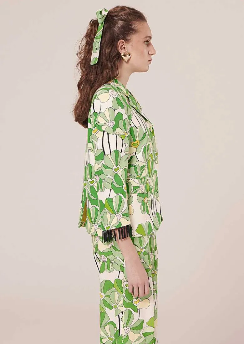 TARA JARMON Valensole Green Floral Printed Jackect Fashion