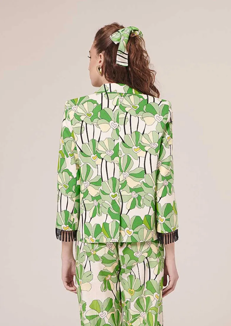 TARA JARMON Valensole Green Floral Printed Jackect Fashion