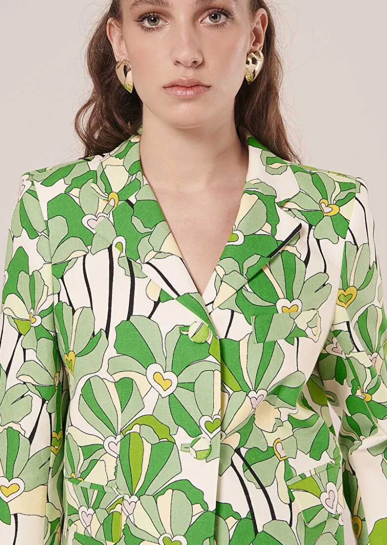TARA JARMON Valensole Green Floral Printed Jackect Fashion