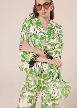 TARA JARMON Valensole Green Floral Printed Jackect Fashion