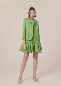 TARA JARMON Valensole Green Satin Jacket Cheap