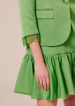 TARA JARMON Valensole Green Satin Jacket Cheap