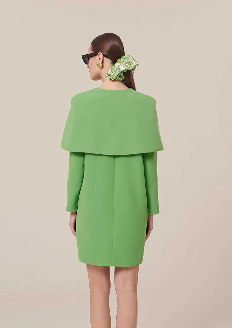 TARA JARMON Valentina Green Crepe Cape Fashion