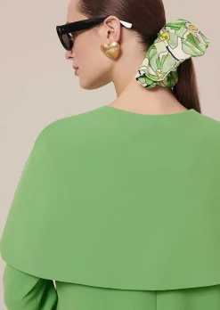 TARA JARMON Valentina Green Crepe Cape Fashion