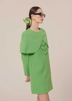 TARA JARMON Valentina Green Crepe Cape Fashion