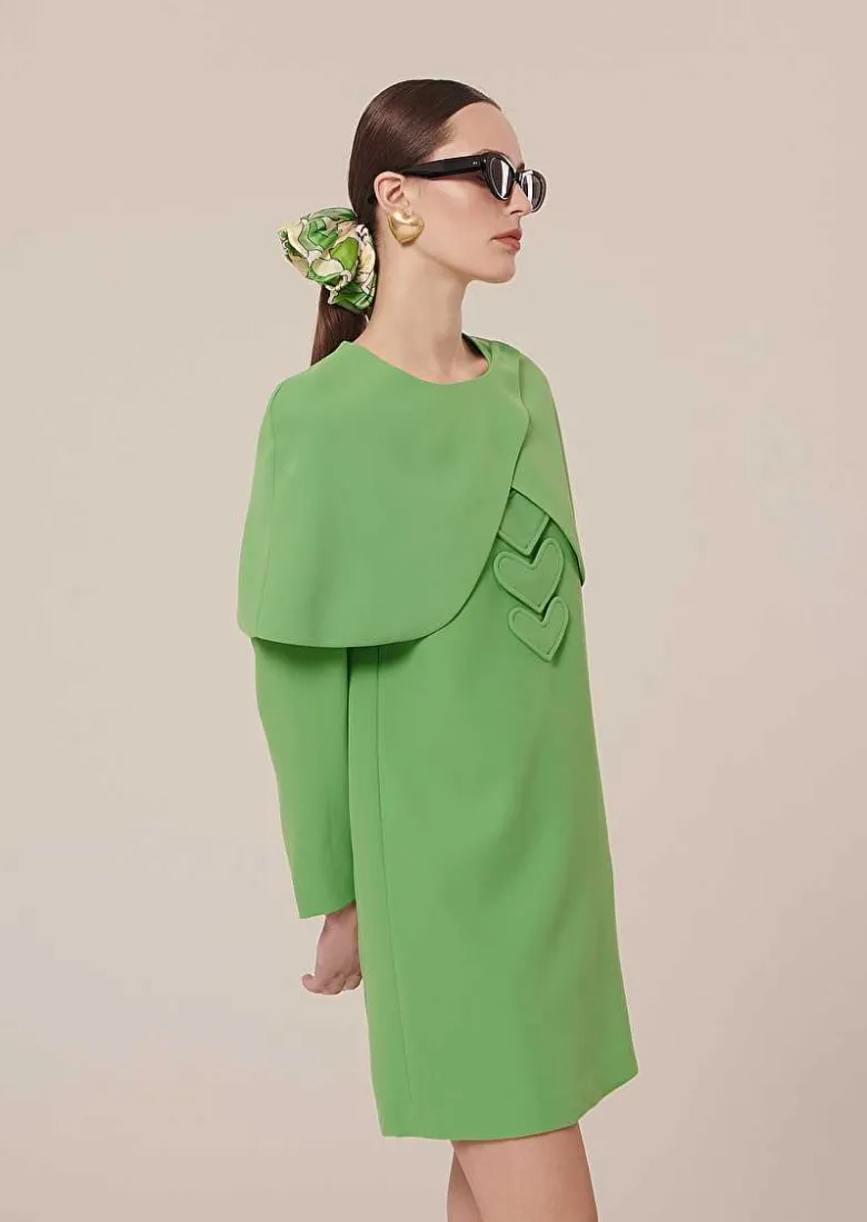 TARA JARMON Valentina Green Crepe Cape Fashion