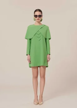 TARA JARMON Valentina Green Crepe Cape Fashion